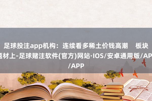 足球投注app机构：连续看多稀土价钱高潮    板块题材上-足球赌注软件(官方)网站·IOS/安卓通用版/APP