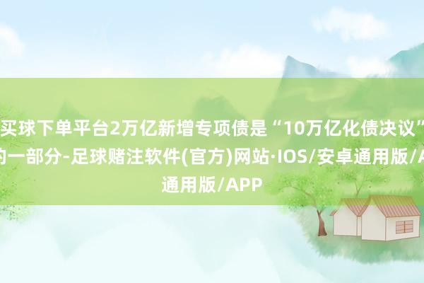 买球下单平台2万亿新增专项债是“10万亿化债决议”中的一部分-足球赌注软件(官方)网站·IOS/安卓通用版/APP